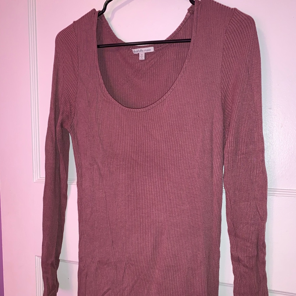Charlotte Russe Pink/Brown Long Sleeve Dress